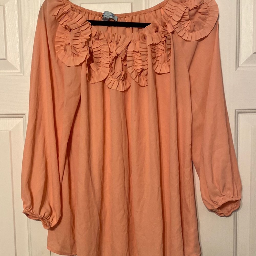 She and sky long sleeve blouse, salmon color, size L, worn once